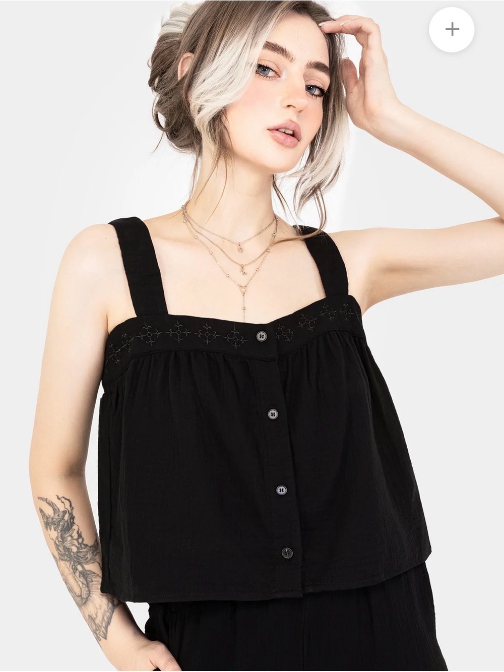Damara Embroidered Cotton Button Up Blouse